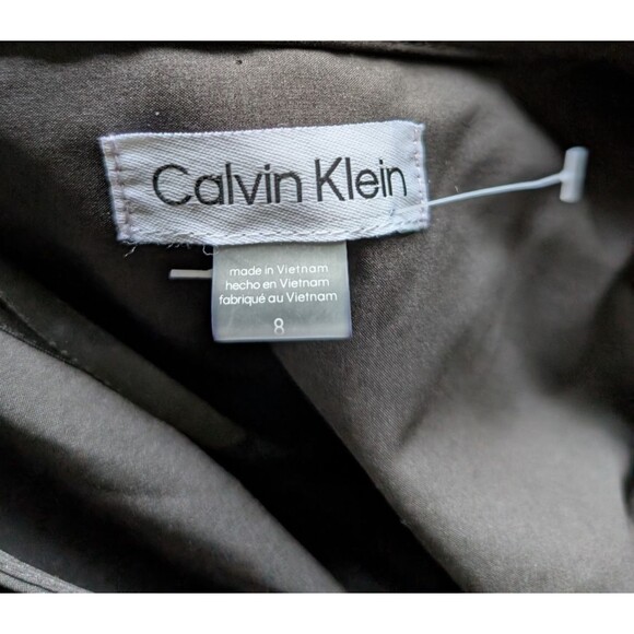 Calvin Klein Shirt Dress Black Drawstring Waist Zipper Collared Casual Size 8 - Picture 9 of 13